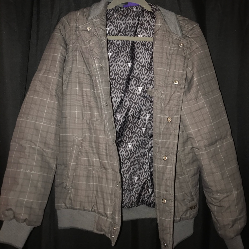 dark gray plaid winter coat